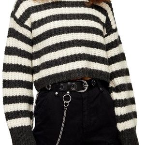 NEW TOPSHOP Oversized Crop Chunky Sweater Size 14